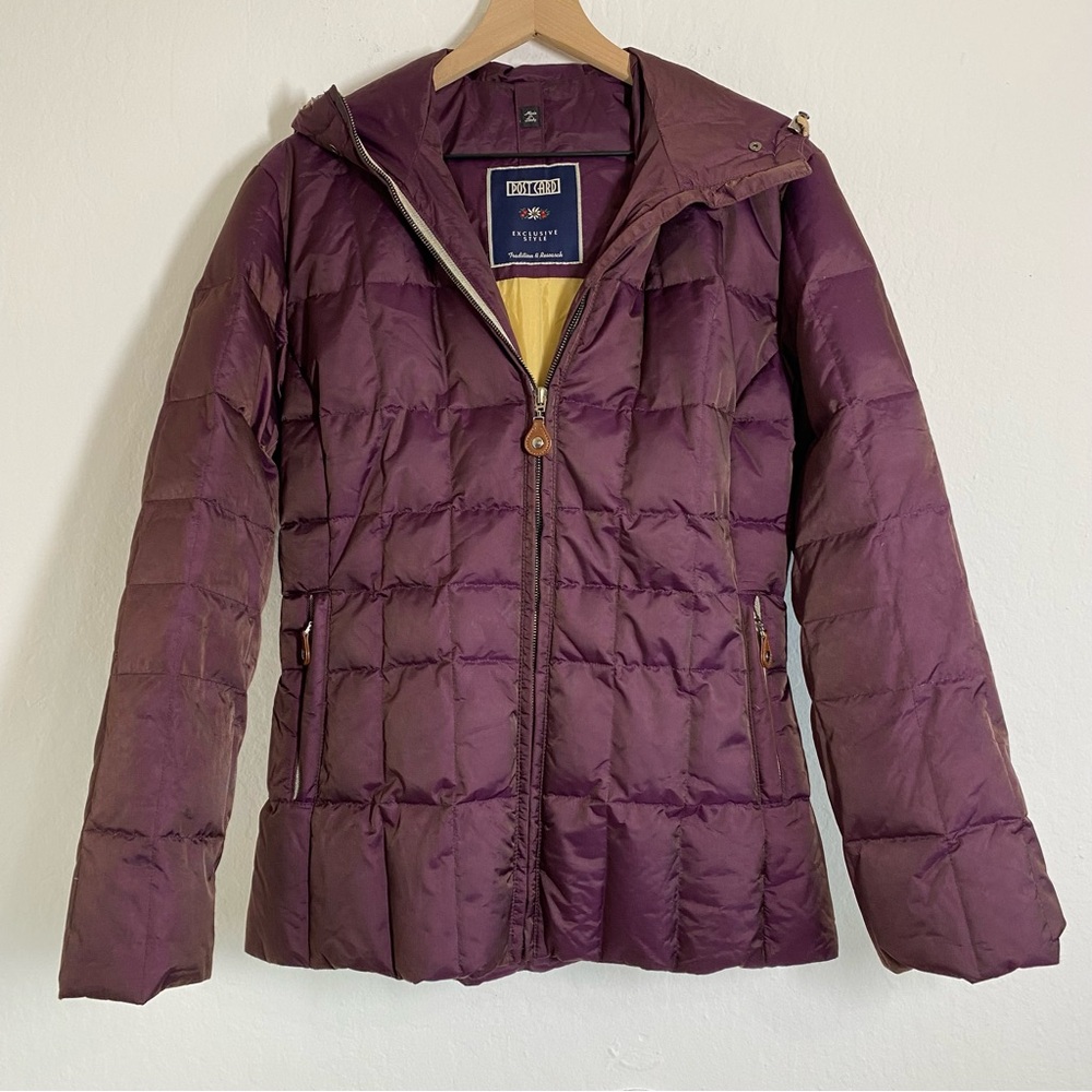 Post Card Women’s 8 Plum Hooded Quilted Puffer Ski Jacket Outerwear Winter